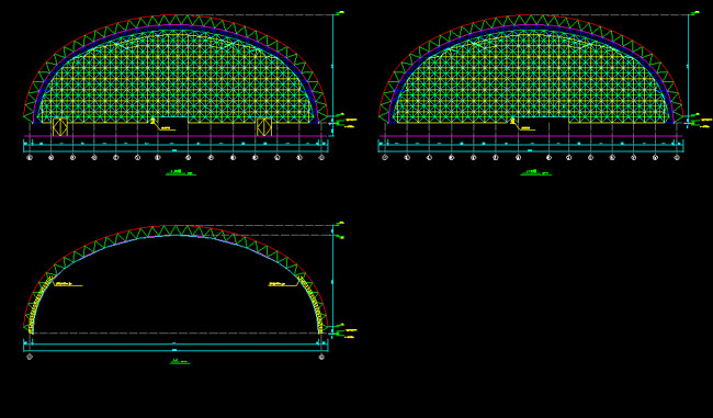 延边跨度110米，拱高35_7米煤棚网架